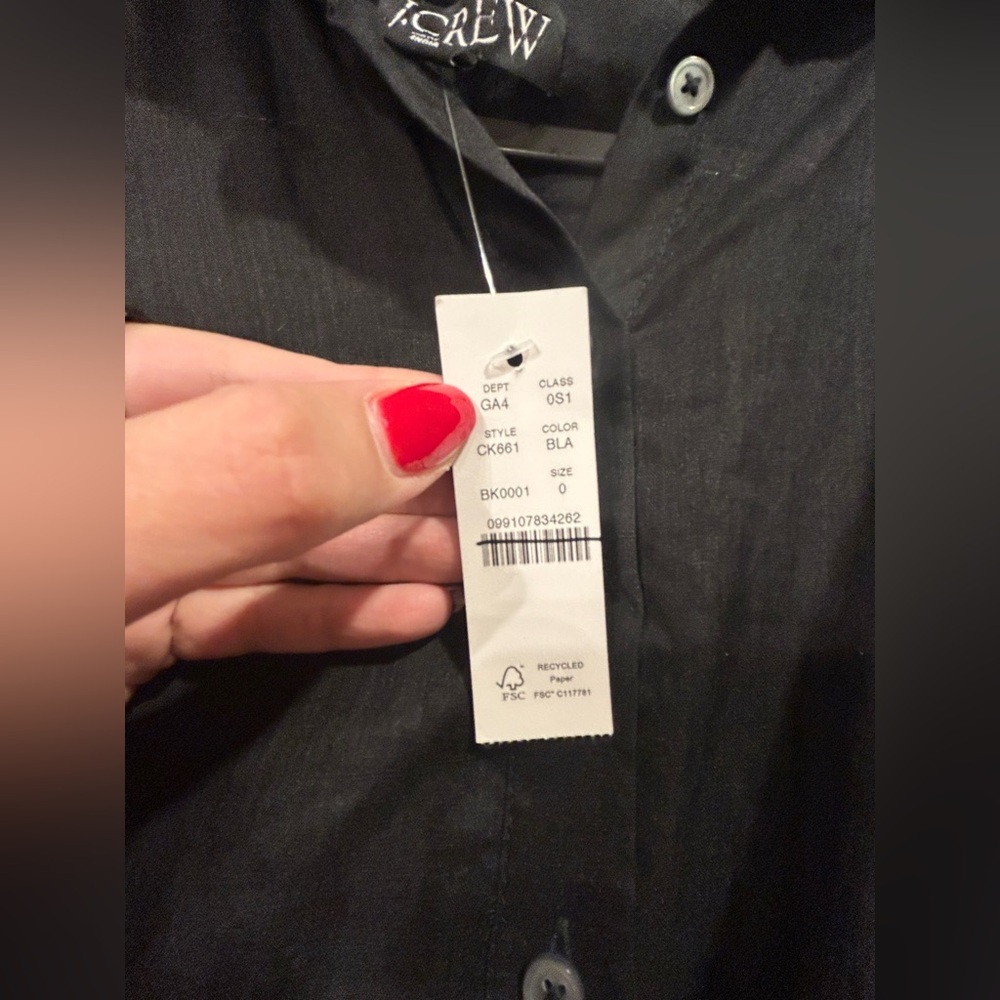 NWT J. Crew Black Cerise Shirt Dress $188 Size 0 - Picture 4 of 10